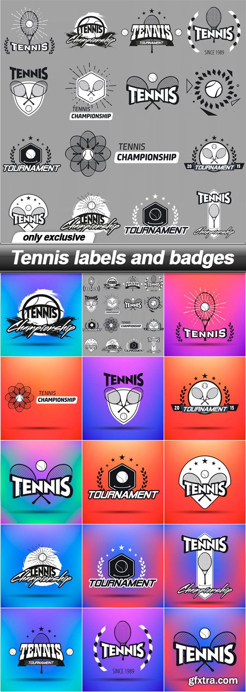 Tennis labels and badges - 15 EPS