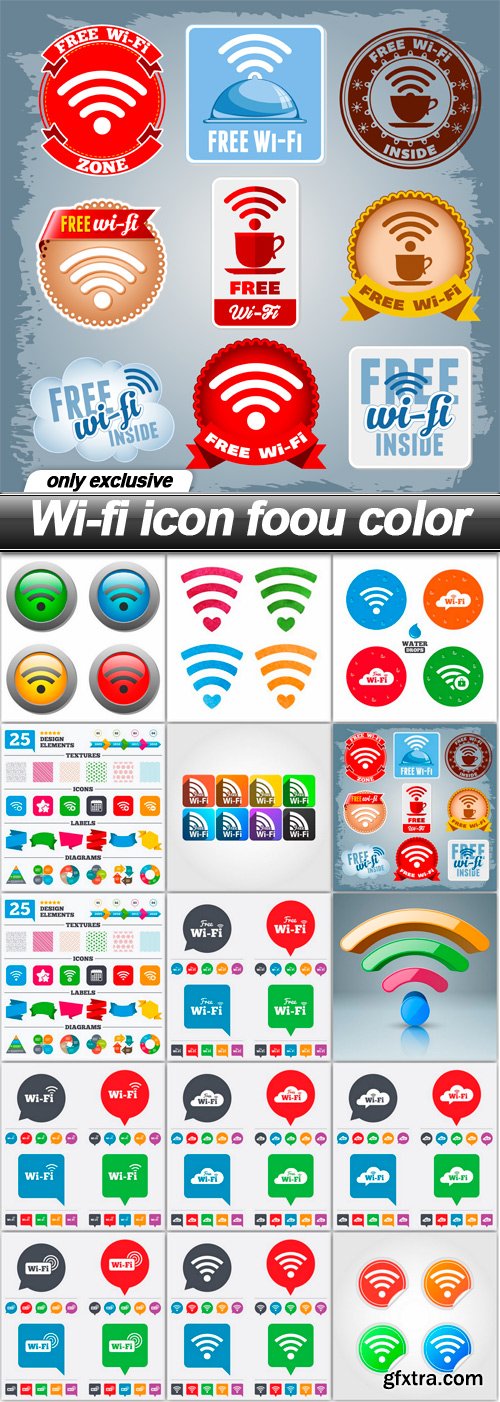 Wi-fi icon foou color - 15 EPS