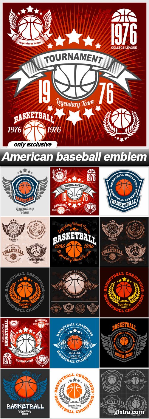 American baseball emblem - 15 EPS