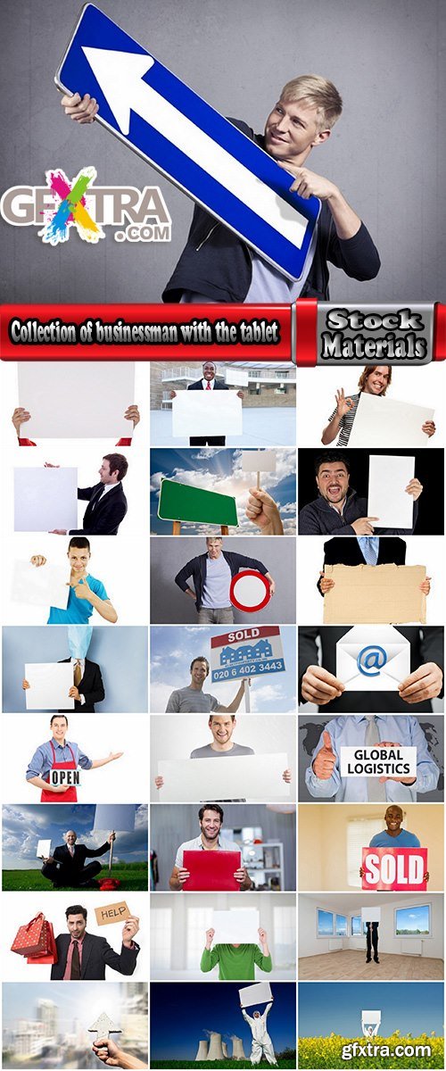 Collection of businessman with the tablet pointer billboard man 25 HQ Jpeg