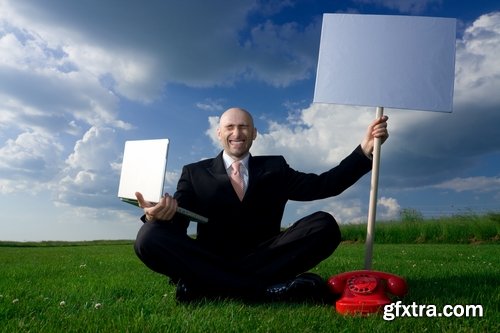 Collection of businessman with the tablet pointer billboard man 25 HQ Jpeg