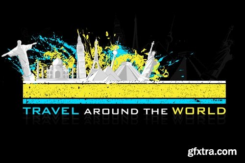 Collection of travel vacation point of interest flyer banner vector image 25 EPS