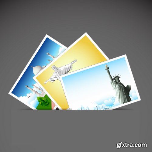 Collection of travel vacation point of interest flyer banner vector image 25 EPS