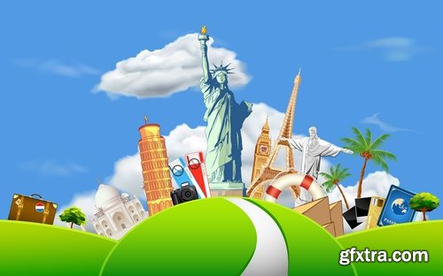 Collection of travel vacation point of interest flyer banner vector image 25 EPS