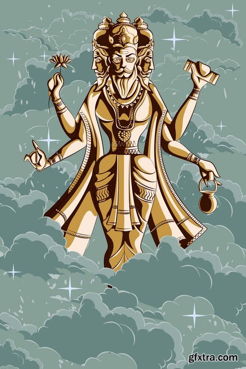 Collection of Indian ethnicity god gods vector image 25 EPS