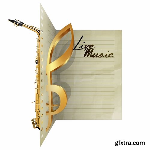 Collection of music background is a treble clef notes vector image 25 EPS