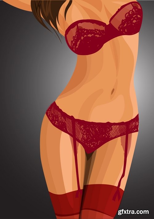 Collection of woman girl underwear vector image 25 EPS