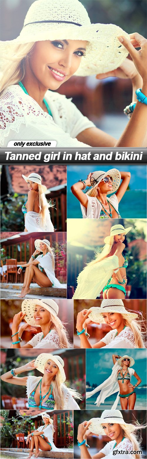 Tanned girl in hat and bikini - 11 UHQ JPEG