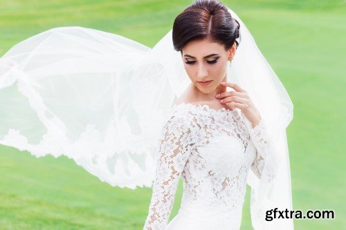 Portrait of the bride, bride and groom, wedding