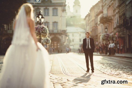 Portrait of the bride, bride and groom, wedding