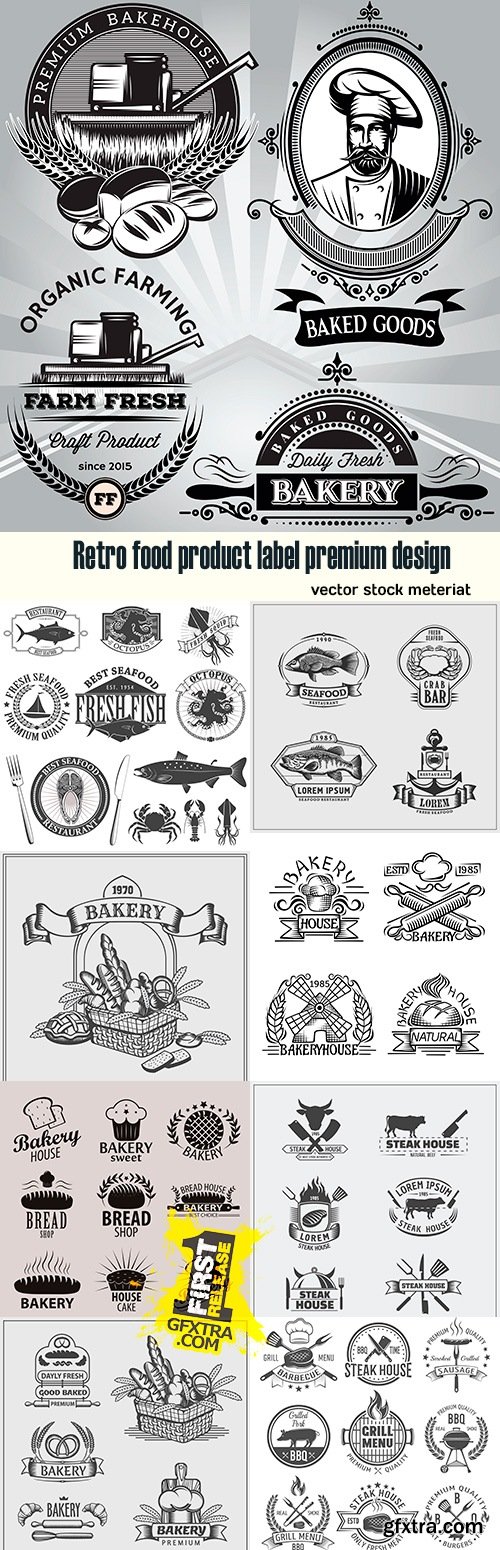 Retro food product label premium desig