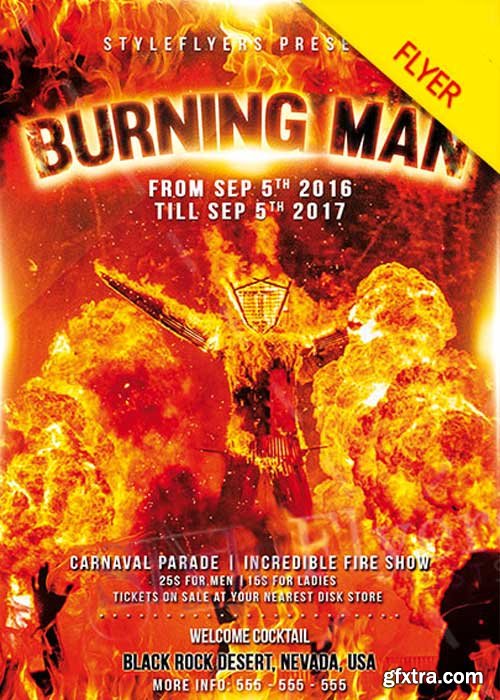 Burning Man V1 PSD Flyer Template