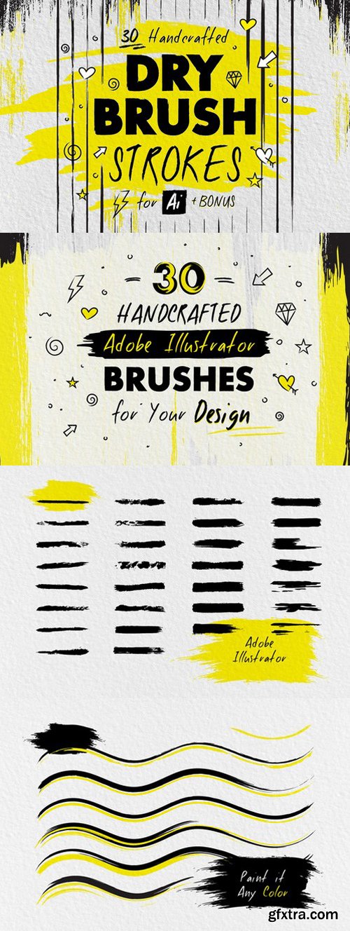 CM - 30 DRY BRUSH Strokes for Illustrator 826747