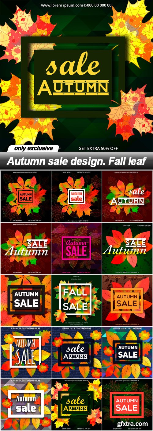 Autumn sale design. Fall leaf - 15 EPS