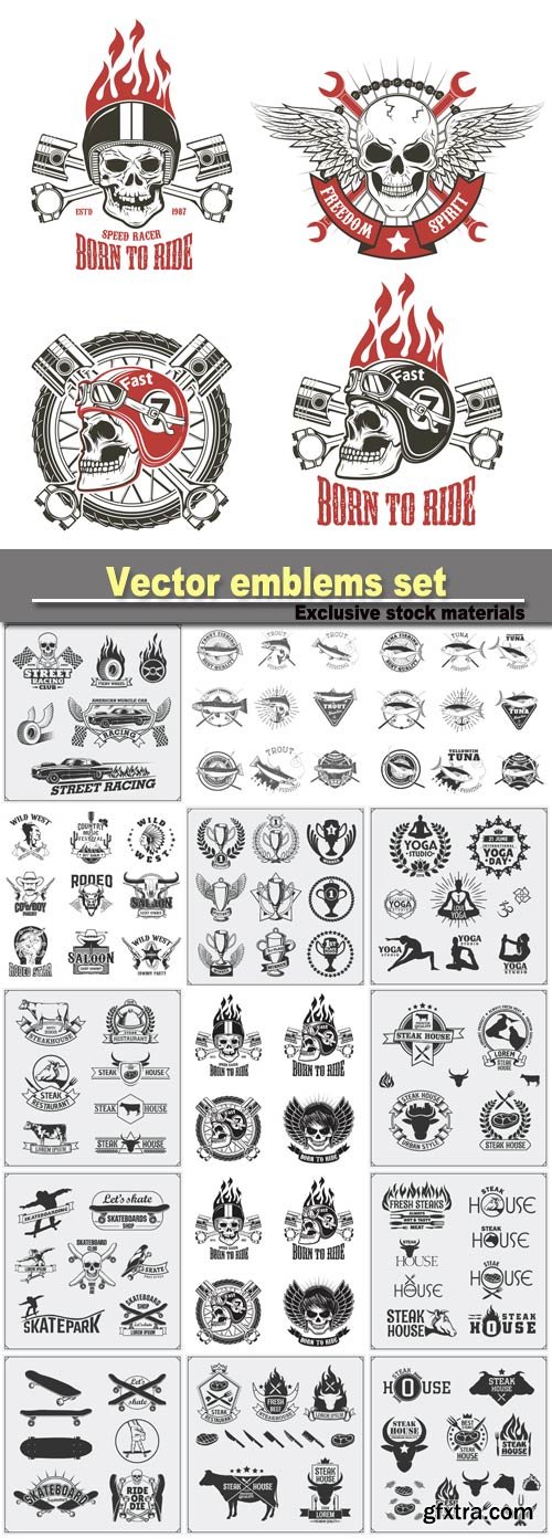 Vector emblems set, design elements