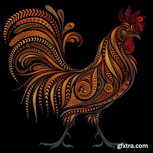 Collection chicken rooster logo 2017 vector image 2-25 EPS