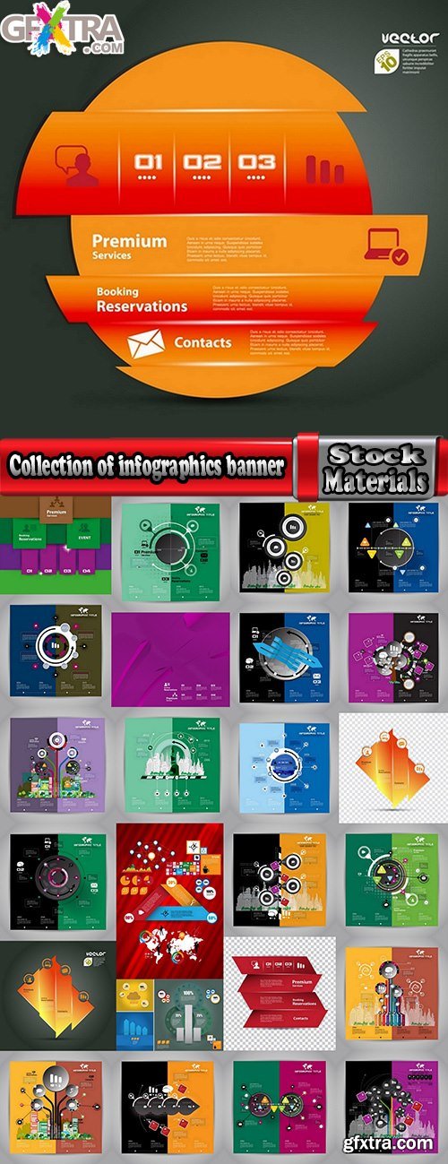 Collection of infographics banner flyer business conceptual vector image 25 EPS