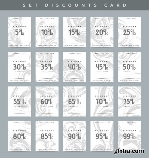 Collection discount card discount sale sticker flyer banner vector image 25 EPS