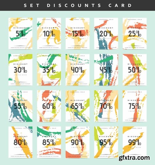 Collection discount card discount sale sticker flyer banner vector image 25 EPS