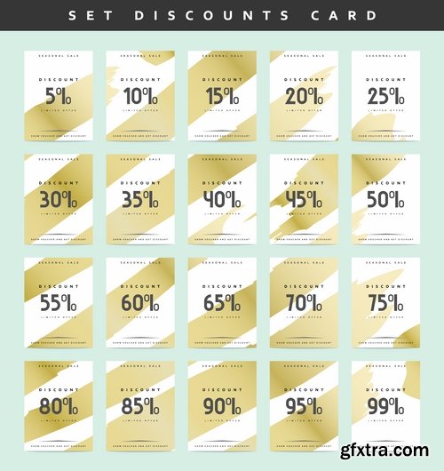 Collection discount card discount sale sticker flyer banner vector image 25 EPS