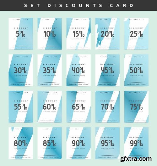 Collection discount card discount sale sticker flyer banner vector image 25 EPS