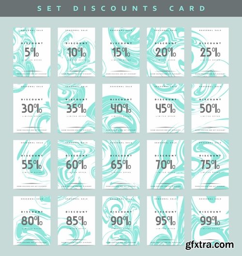 Collection discount card discount sale sticker flyer banner vector image 25 EPS