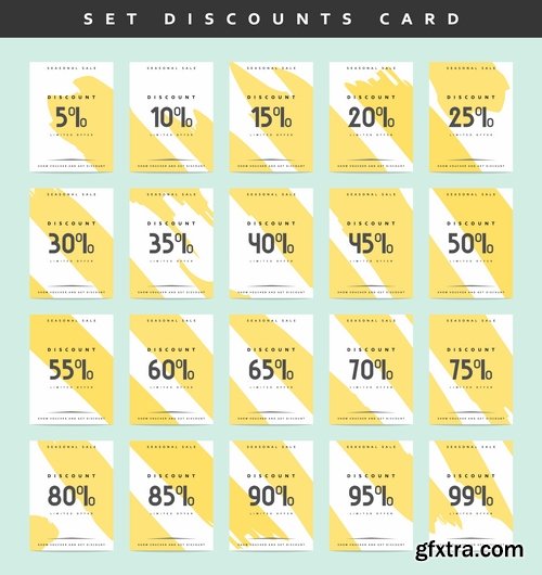 Collection discount card discount sale sticker flyer banner vector image 25 EPS