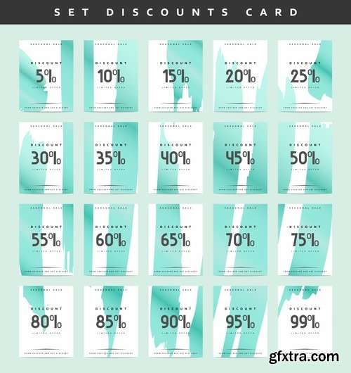 Collection discount card discount sale sticker flyer banner vector image 25 EPS