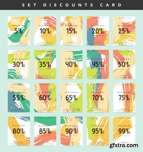 Collection discount card discount sale sticker flyer banner vector image 25 EPS