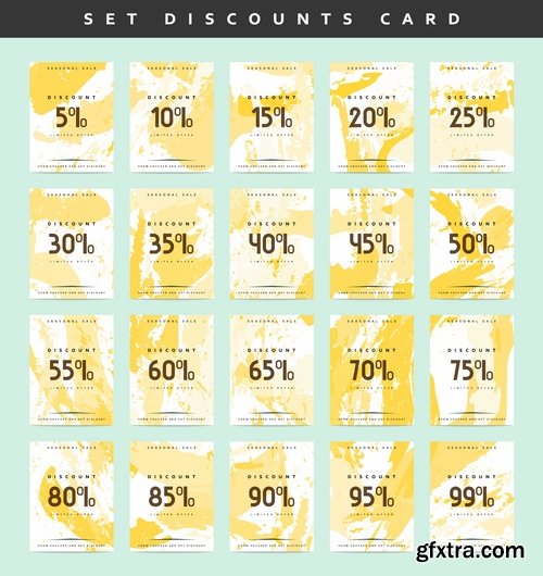 Collection discount card discount sale sticker flyer banner vector image 25 EPS