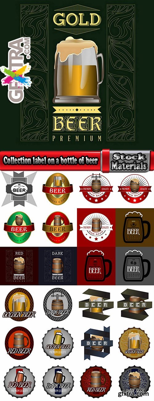 Collection label on a bottle of beer vector image 25 EPS