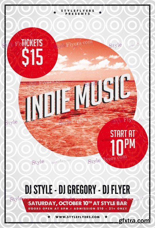 Indie Music PSD Flyer Template + Facebook Cover