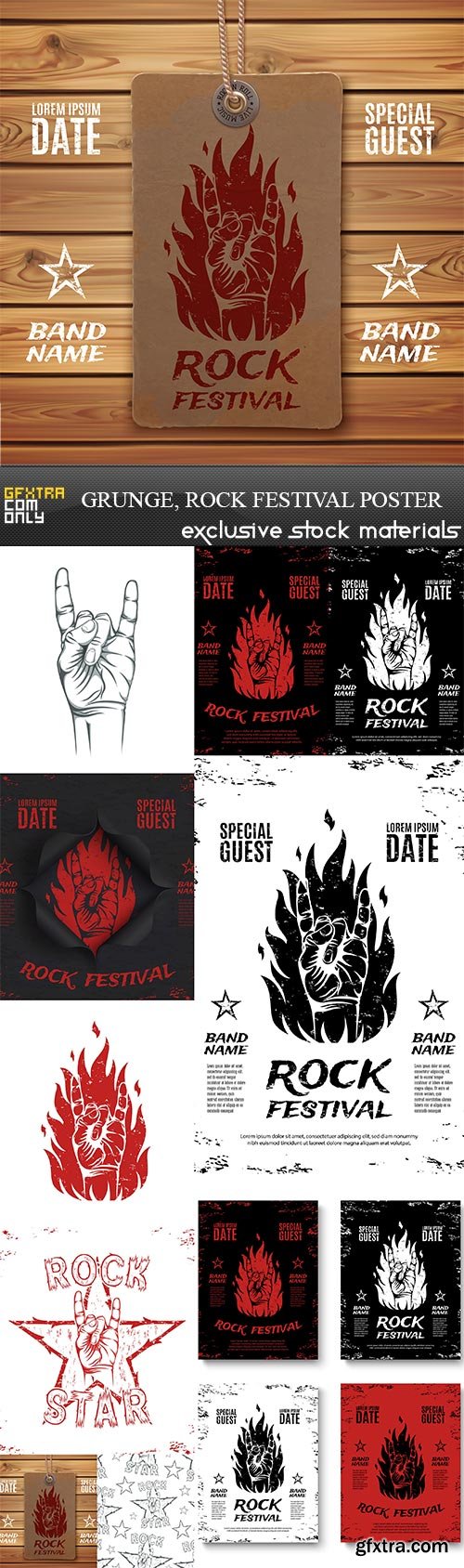 Grunge, rock festival poster, 10 x EPS