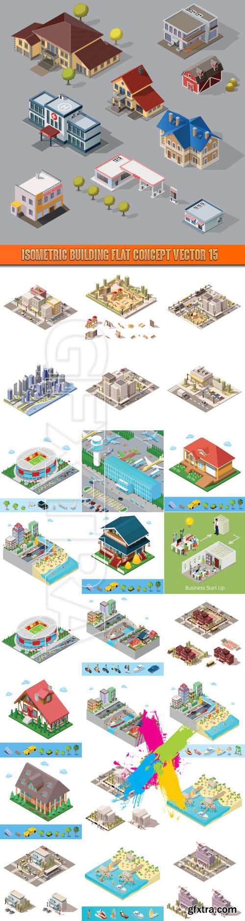 Isometric building flat concept vector 15