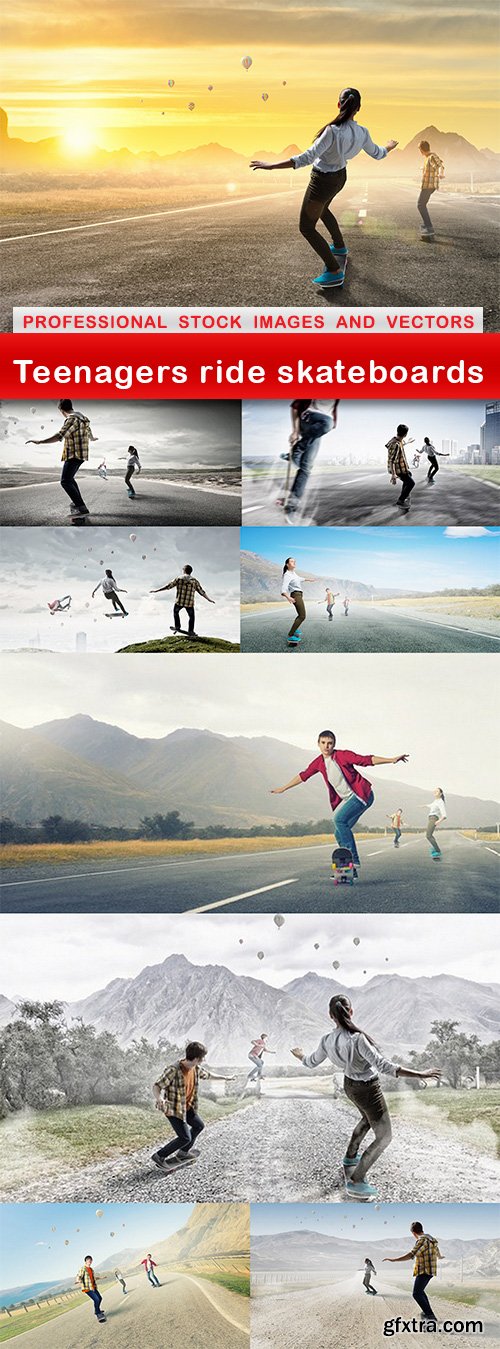 Teenagers ride skateboards - 9 UHQ JPEG