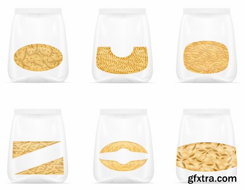 Collection Pasta macaroni spaghetti flour products a vector Image 25 EPS