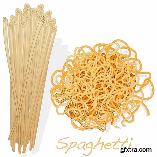 Collection Pasta macaroni spaghetti flour products a vector Image 25 EPS