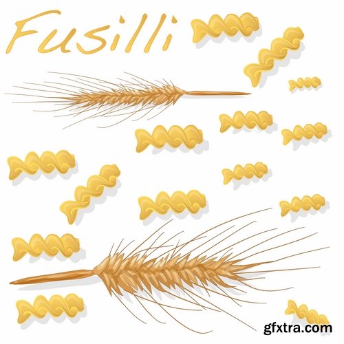 Collection Pasta macaroni spaghetti flour products a vector Image 25 EPS