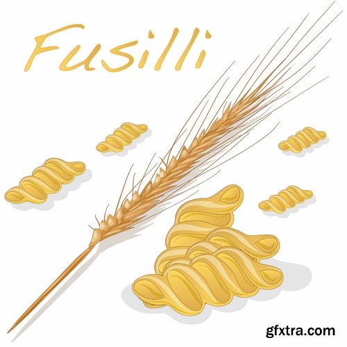 Collection Pasta macaroni spaghetti flour products a vector Image 25 EPS