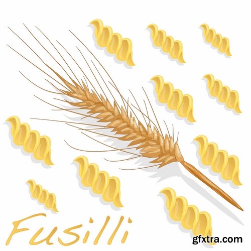 Collection Pasta macaroni spaghetti flour products a vector Image 25 EPS