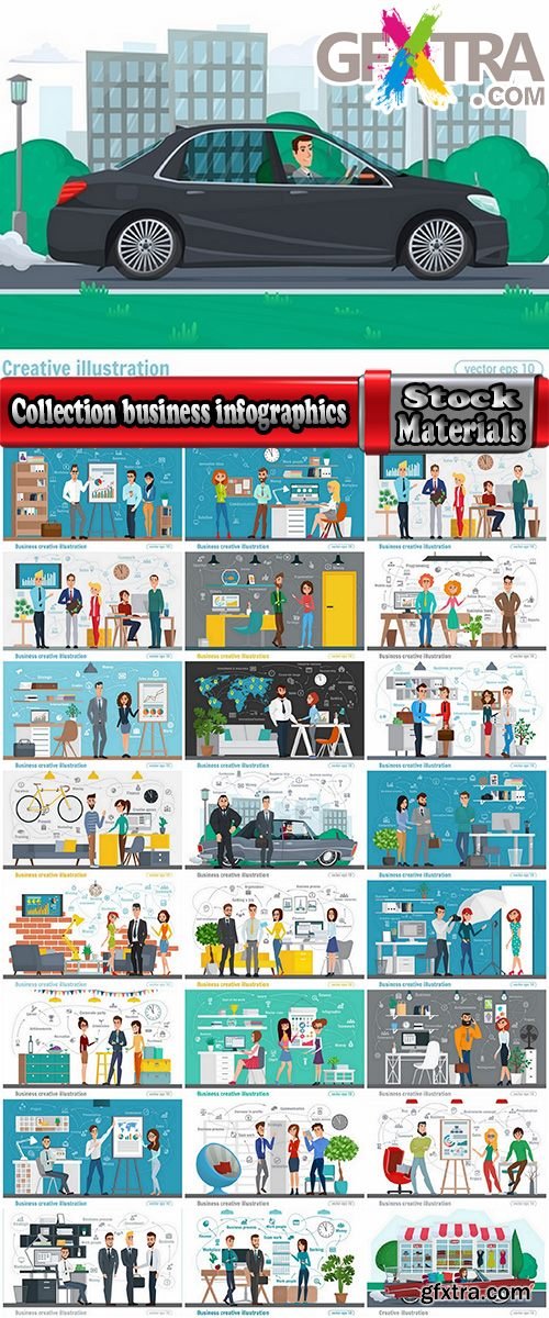 Collection business infographics work life sphere of activity a vector image 25 EPS