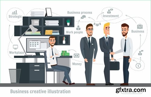 Collection business infographics work life sphere of activity a vector image 25 EPS