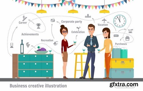 Collection business infographics work life sphere of activity a vector image 25 EPS