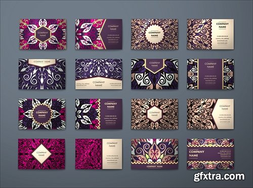 Collection vintage business card card cover ethnic mandala pattern 25 EPS