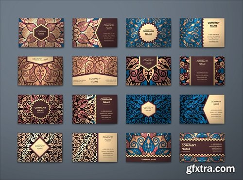 Collection vintage business card card cover ethnic mandala pattern 25 EPS