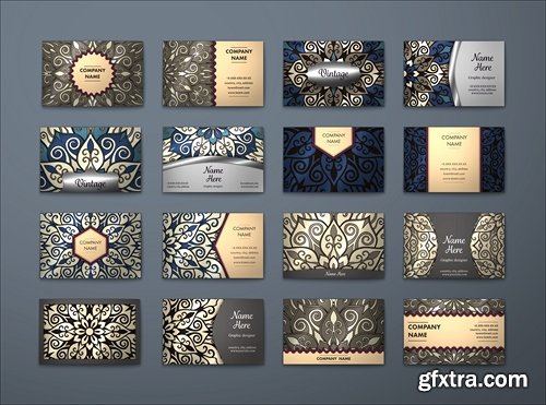 Collection vintage business card card cover ethnic mandala pattern 25 EPS
