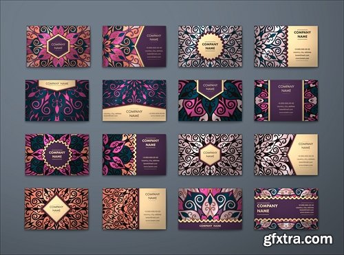 Collection vintage business card card cover ethnic mandala pattern 25 EPS