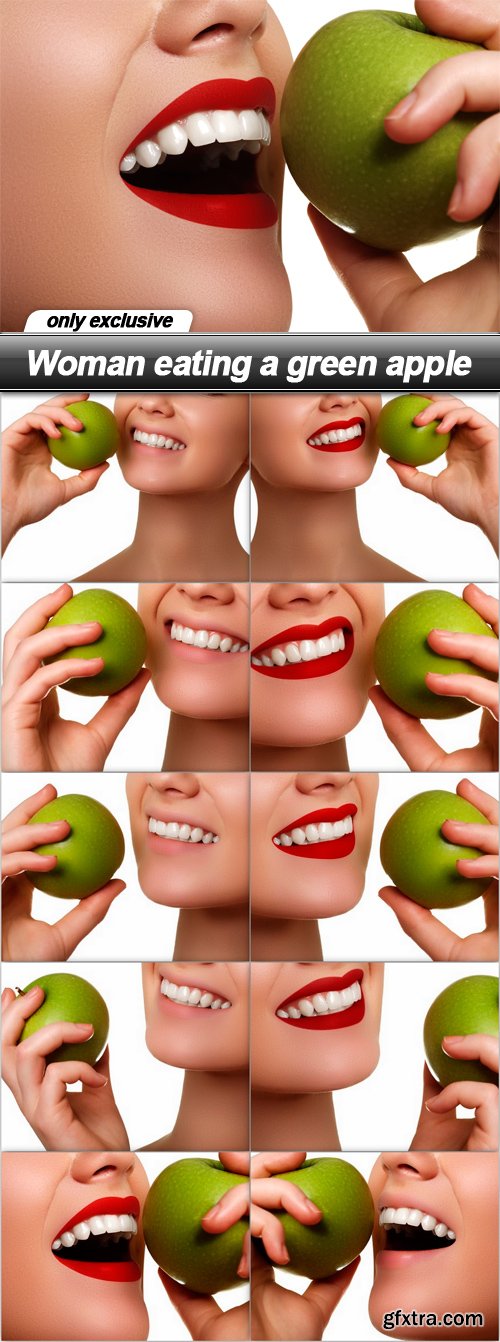 Woman eating a green apple - 10 UHQ JPEG