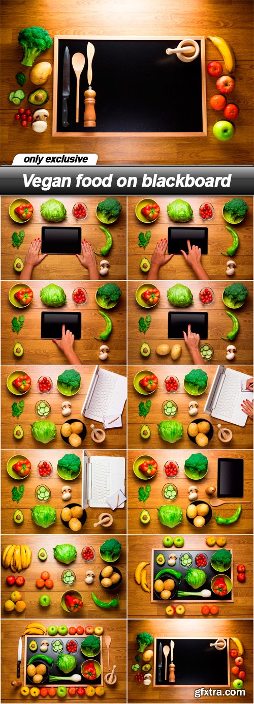 Vegan food on blackboard - 12 UHQ JPEG