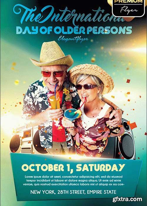 International Day Of Older Persons V1 Flyer PSD Template + Facebook Cover